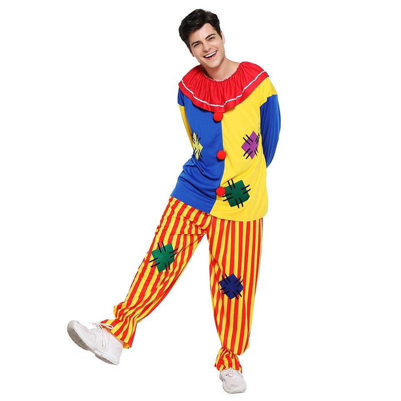 EraSpooky Adult Circus Clown Costume Colorful Suit Halloween Party Joker Role Play - Image 4